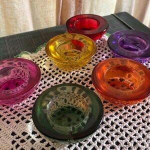New Rainbow bright Colorful glass Tea light holders votives